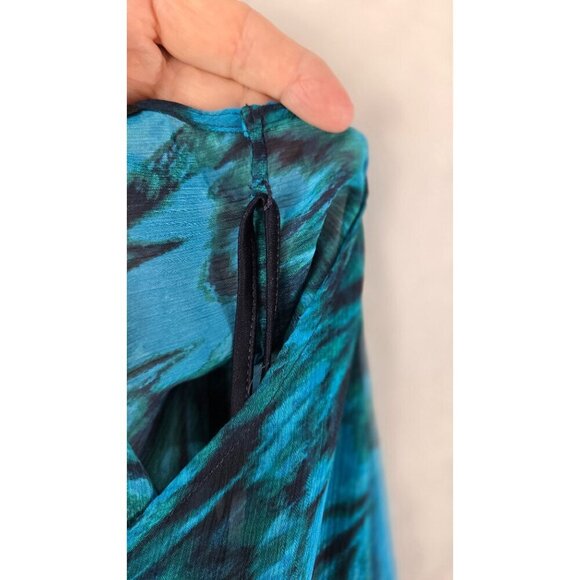 Mini Tunic Dress by Express Sz SP Tropical Blue Green Sheer Lined Party Vacation - Picture 7 of 11